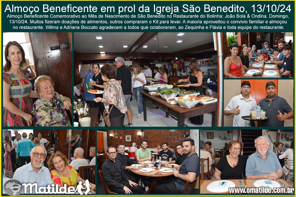 Almoo Beneficente em prol da Igreja So Benedito, 13/10/24 