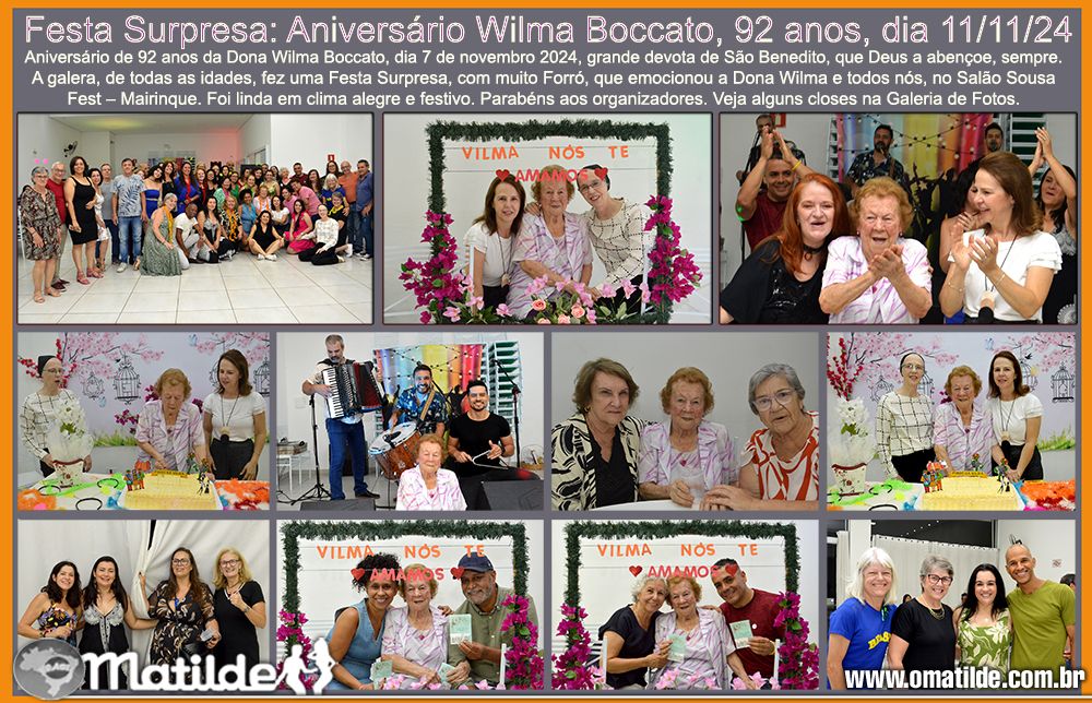 Festa Surpresa: Aniversrio Wilma Boccato, 92 anos, 11/11/24